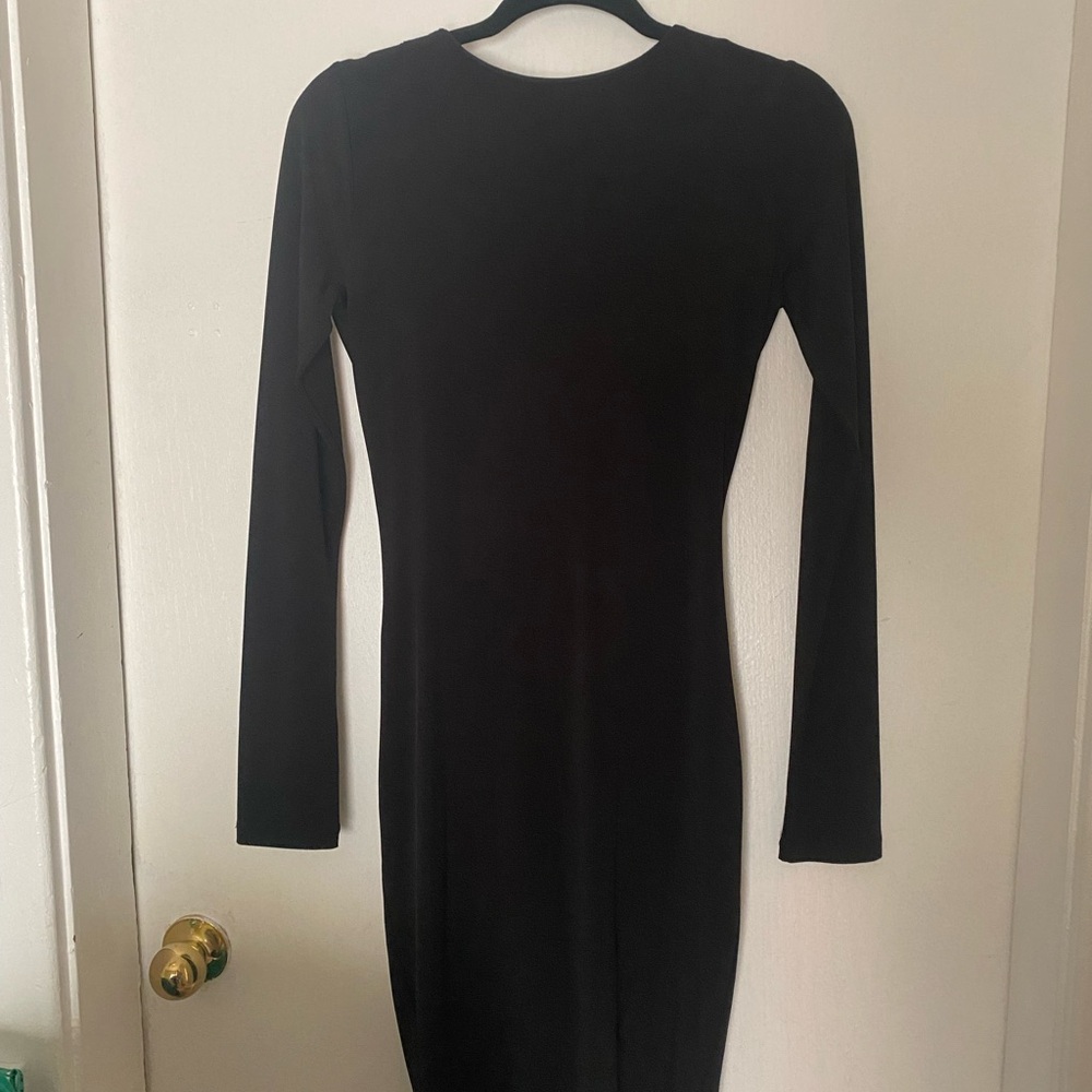 Victoria’s Secret Elegant Black Scoop Back Long Sleeve Dress